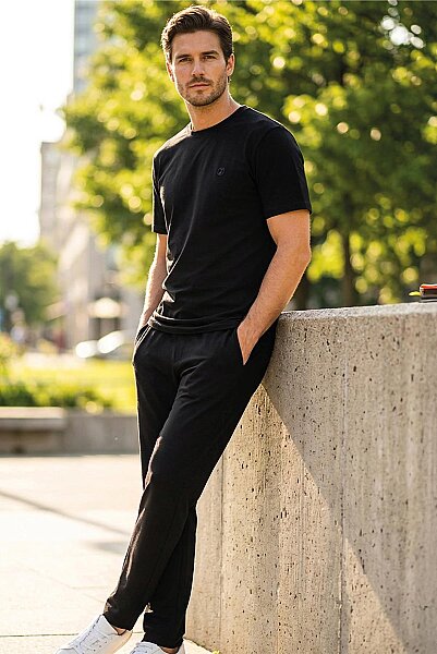 15338 Jiber Erkek Sıfıryaka Kısa Kol Pijama Takım Siyah - JİBER