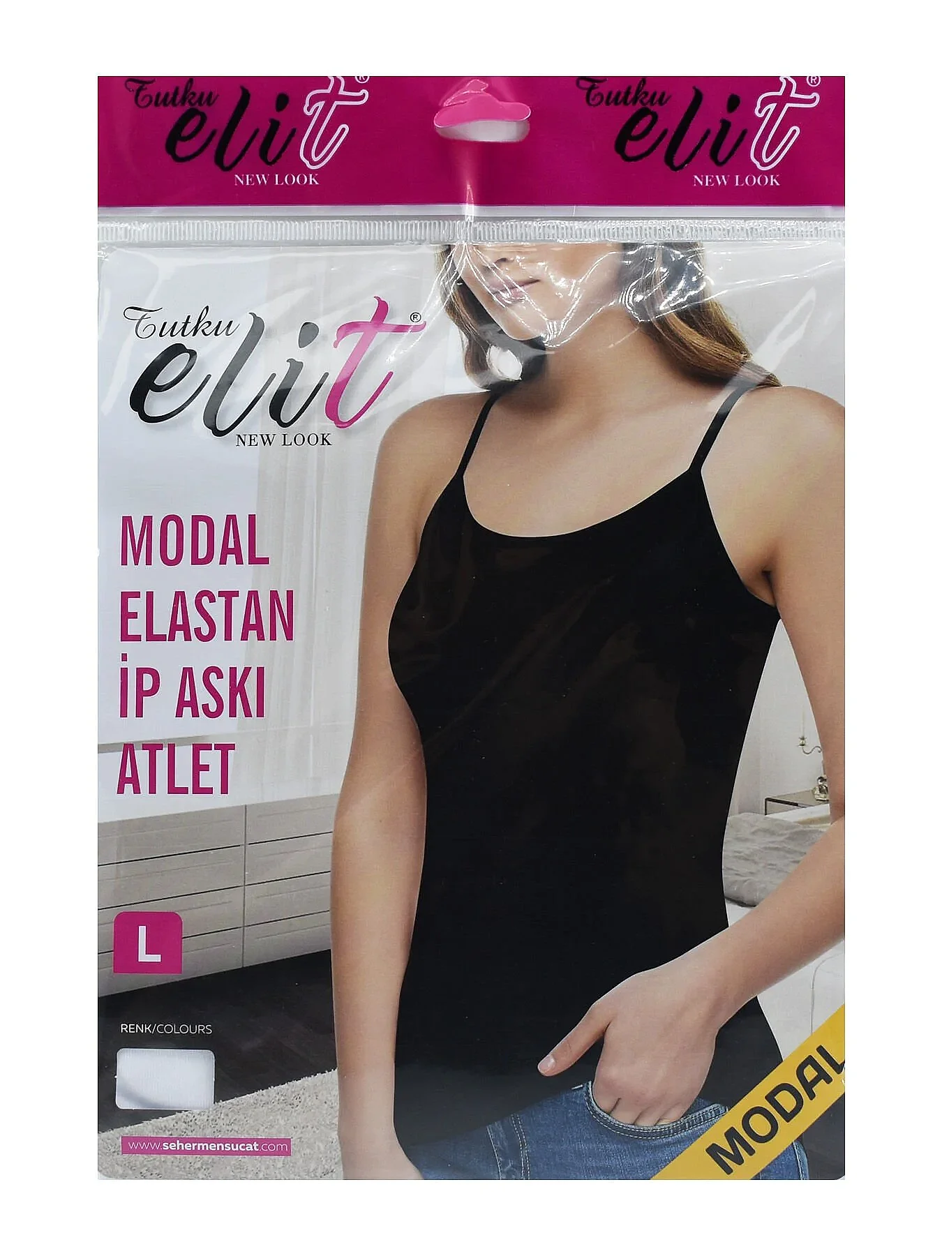 2001 Elit Kadın Modal İp Askılı Atlet 6'lı Paket Siyah - 3