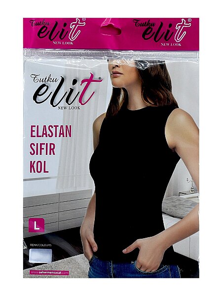 2201 Elit Kadın Elastan Sıfırkol Atlet 6'lı Paket Siyah - 4
