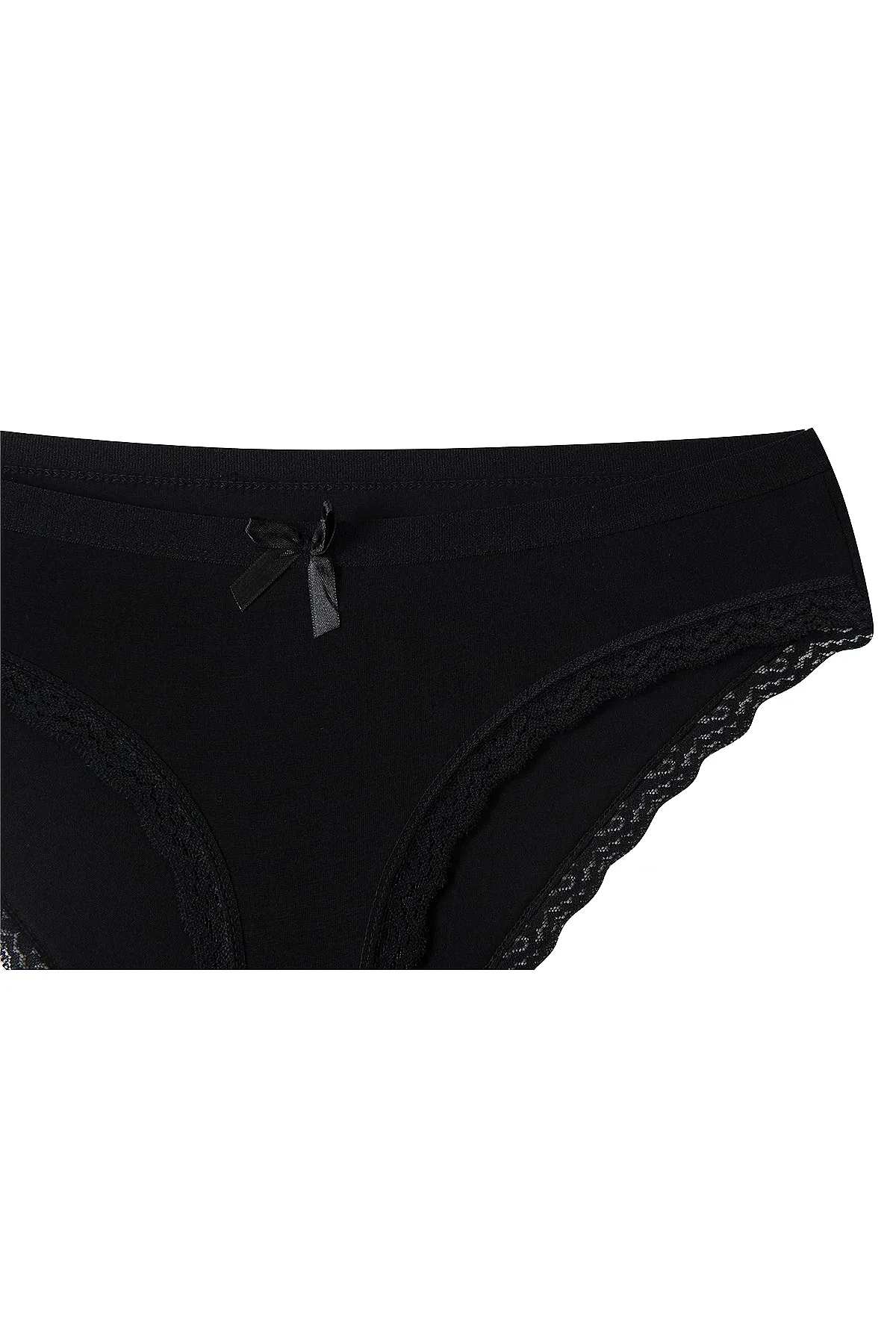 2701 Elit Kadın Paçası Dantelli Bikini 12'li Paket Siyah - 3