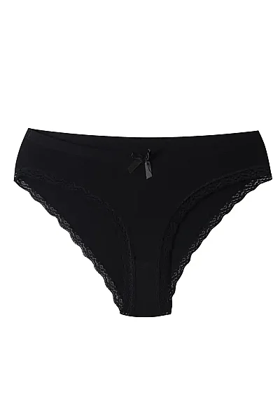 2701 Elit Kadın Paçası Dantelli Bikini 12'li Paket Siyah