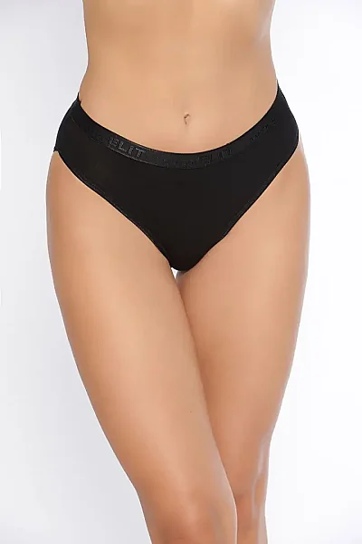 2702 Elit Kadın Elit Yazılı Bikini 12'li Paket Siyah - 5