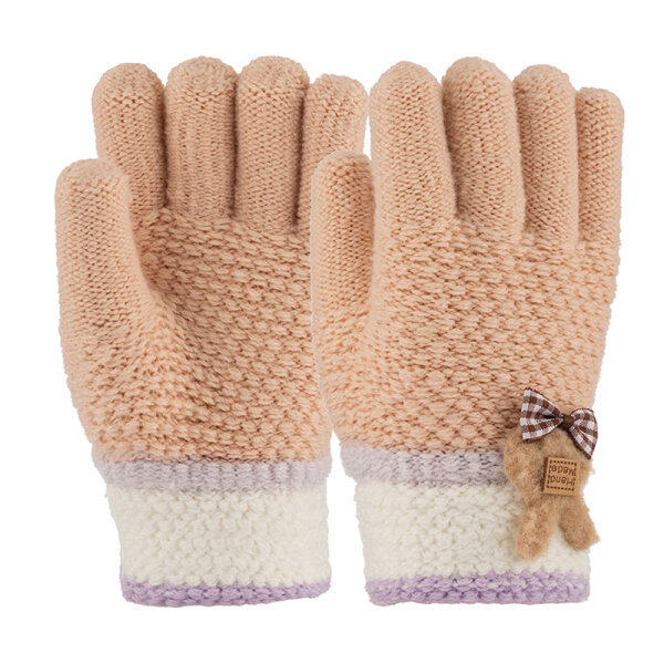 3-6 Yaş Anaokulu Örme Eldiven 6'lı Kız - KİTTİ