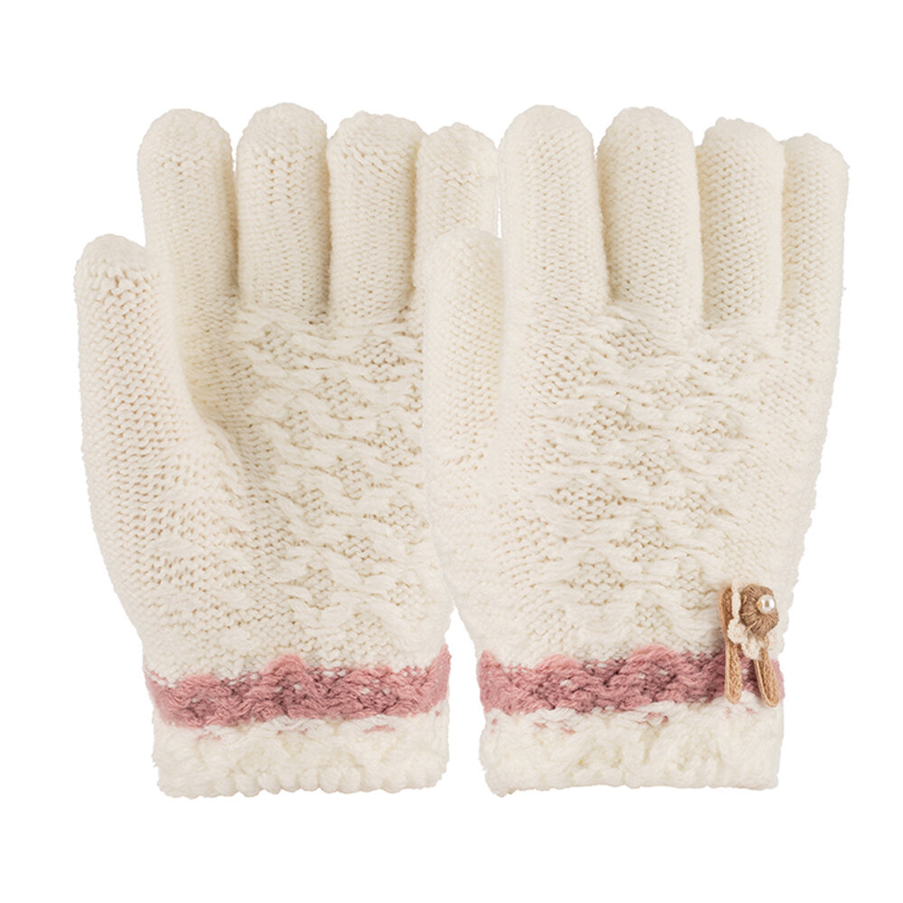 3-6 Yaş Anaokulu Örme Eldiven 6'lı Kız - 5