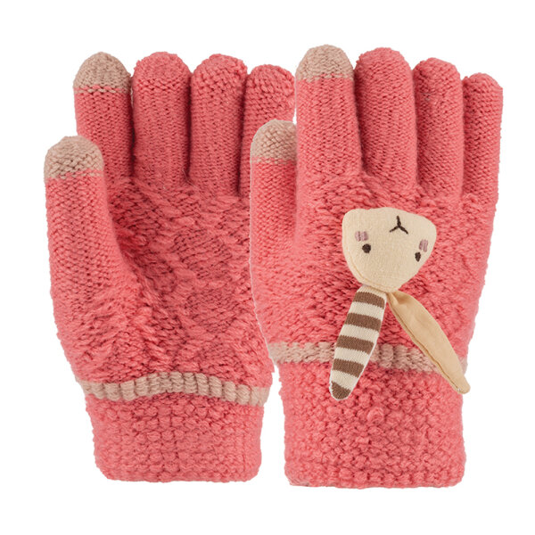 3-6 Yaş Anaokulu Örme Eldiven 6'lı Kız - KİTTİ
