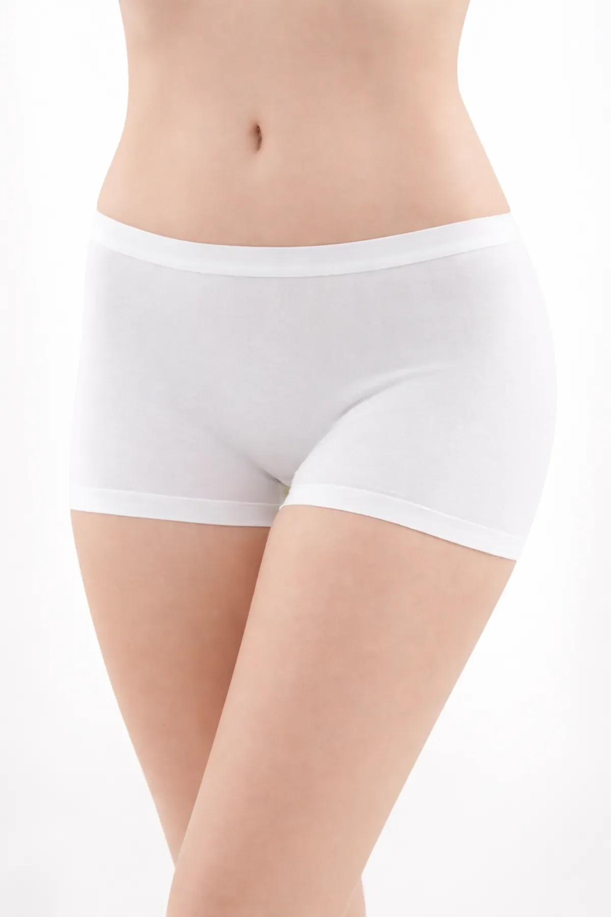 3016 Gümüş Kadın Düz Boxer 12'liBeyaz - 1