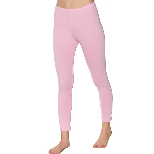 3019 Gümüş Kadın İncebel Düz Tayt 6'lı Paket Pembe - 2