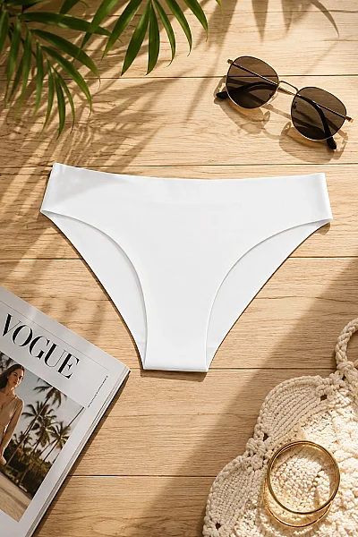 3075 Gümüş Kadın Görünmez Bikini 12'li Paket Beyaz