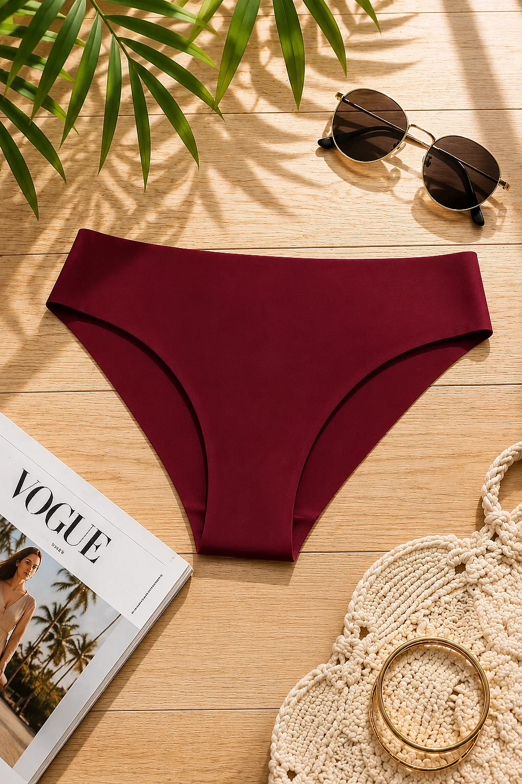 3075 Gümüş Kadın Görünmez Bikini 12'li Paket Bordo - 1