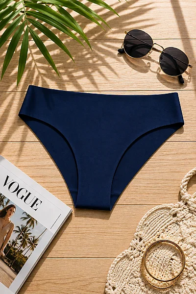 3075 Gümüş Kadın Görünmez Bikini 12'li Paket Lacivert 