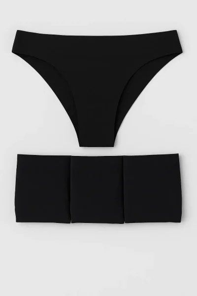 3075 Gümüş Kadın Görünmez Bikini 12'li Paket Siyah 