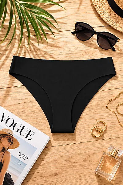 3075 Gümüş Kadın Görünmez Bikini 12'li Paket Siyah