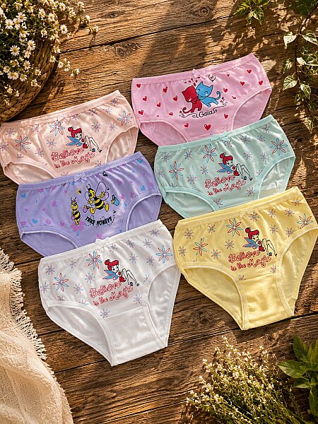 3091 Gümüş Kız Baskılı Bikini 12'li Paket