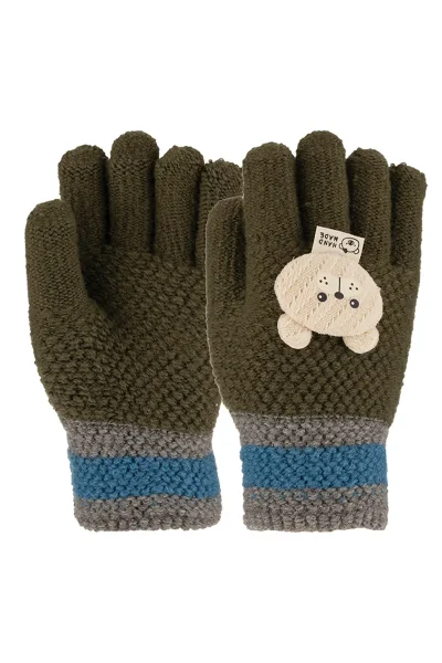 4-8 Yaş Çocuk Örme Eldiven 6'lı Kız - KİTTİ (1)