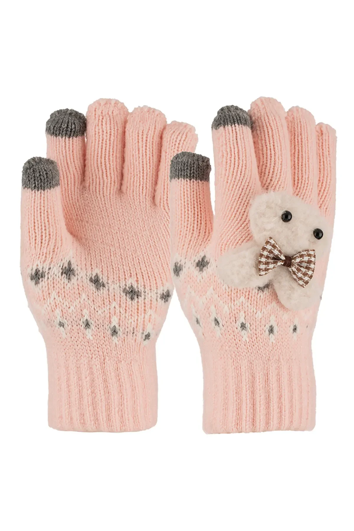 4-8 Yaş Çocuk Örme Eldiven 6'lı Kız - 1