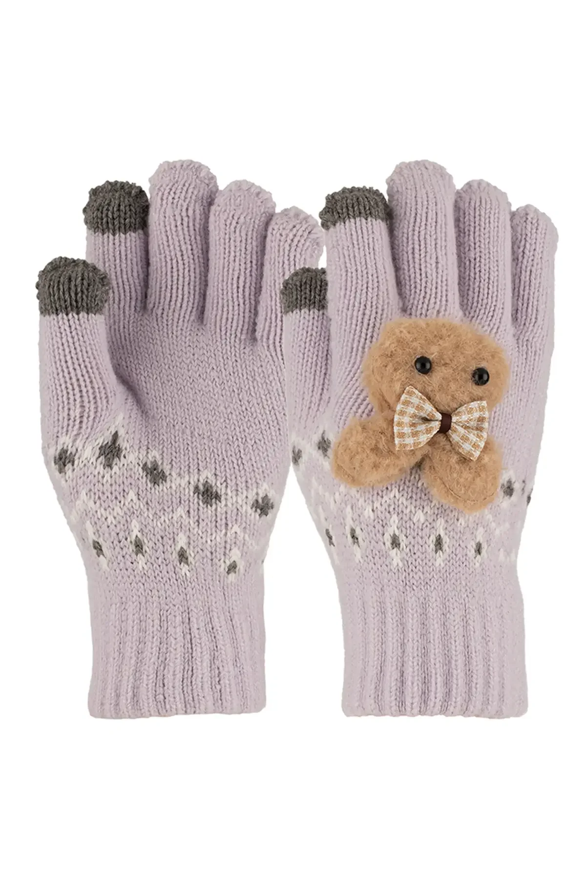 4-8 Yaş Çocuk Örme Eldiven 6'lı Kız - 2
