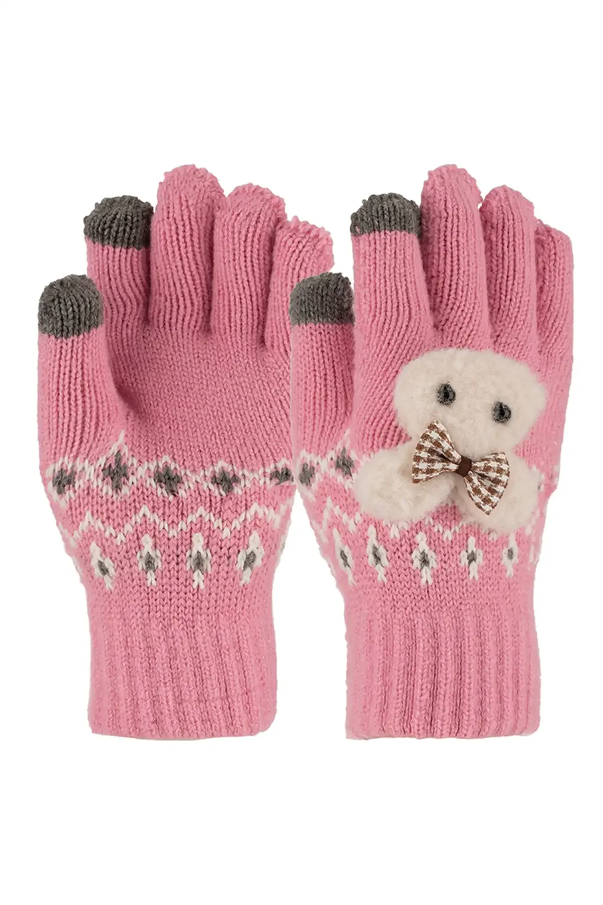 4-8 Yaş Çocuk Örme Eldiven 6'lı Kız - 3