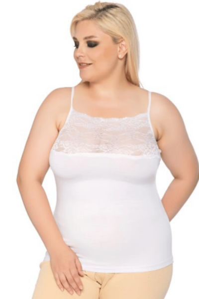 4064 Gümüş Kadın Geniş Dantelli Atlet 6lı Beyaz 