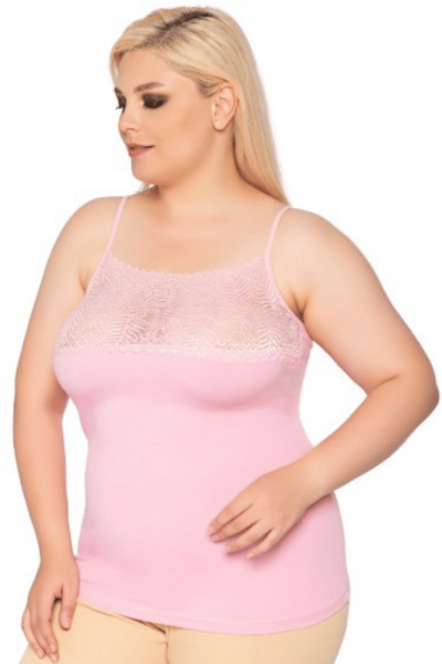 4064 Gümüş Kadın Geniş Dantelli Atlet 6lı Pembe 