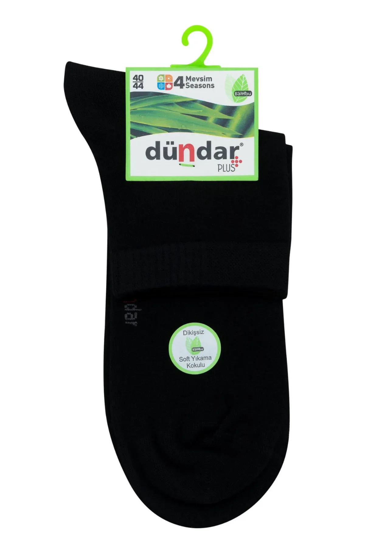 4131 Dündar Erkek Bambu Konç Patik 12'li Paket Siyah - 1