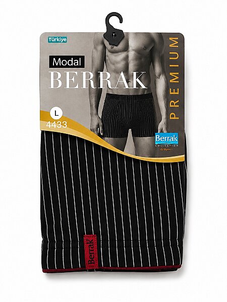 4433 Berrak Erkek Çizgili Boxer 10lu Siyah