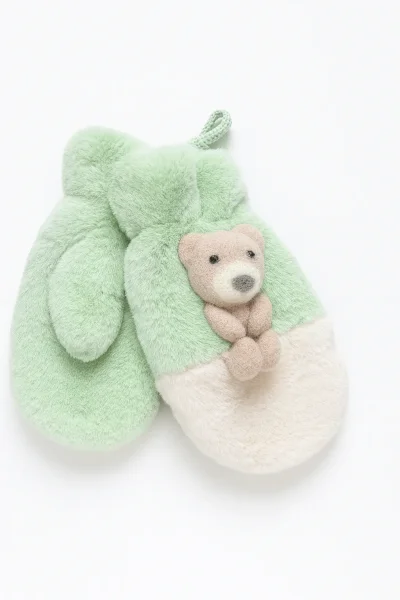 506 İşnar Pelüş Bebe Kar Eldiveni 1-4 Yaş - İŞNAR MODA (1)