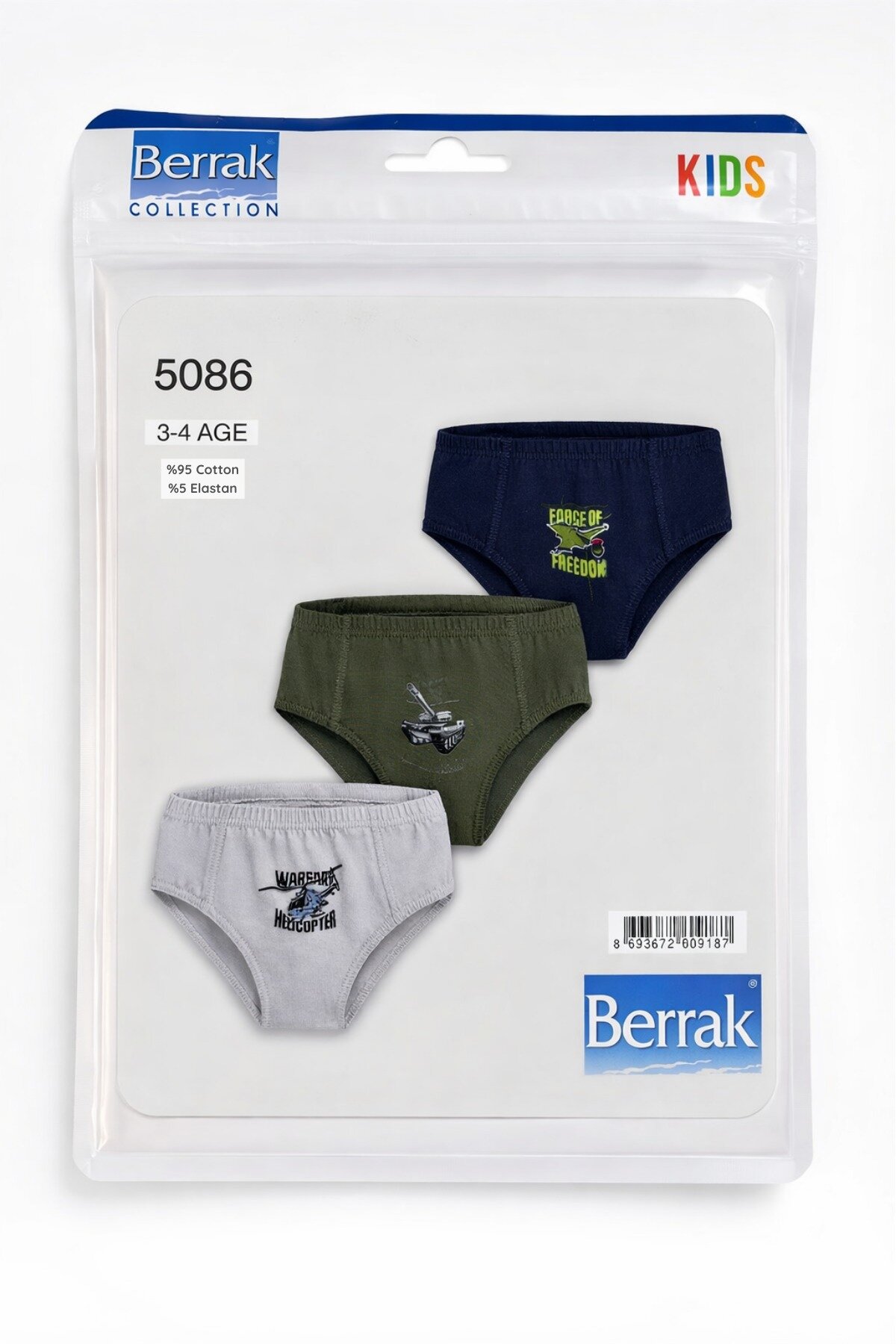 5086 Berrak Erkek Çocuk Slip 3lü - 1