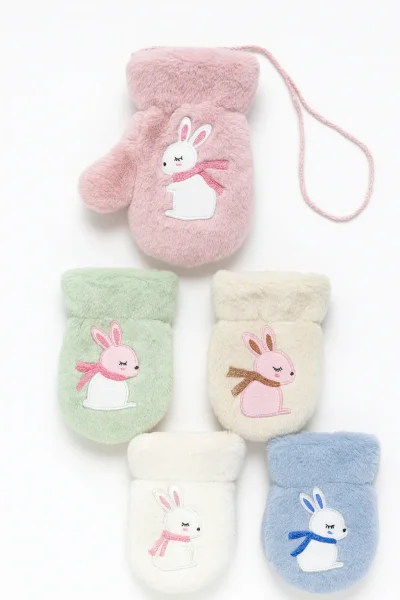 526 İşnar Pelüş Bebe Kar Eldiveni 1-4 Yaş Karışık