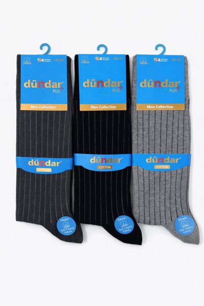 5527 Dündar Erkek Plus Likra Çorap 12li M19 - DÜNDAR ÇORAP