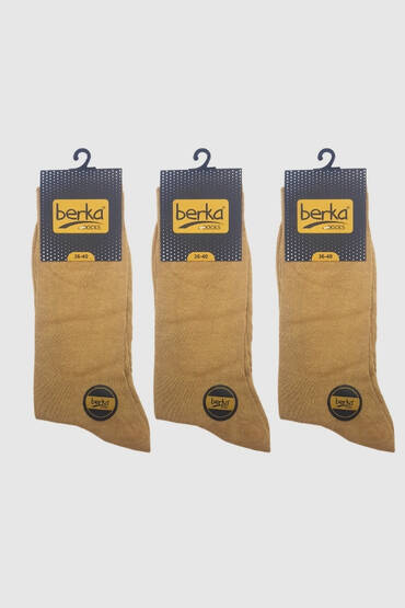 5556 Berka Erkek Penye Çorap 12'li Paket Bej - 1