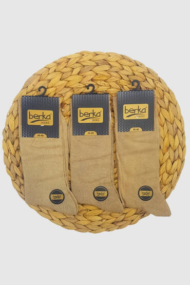 5556 Berka Erkek Penye Çorap 12'li Paket Bej - 4