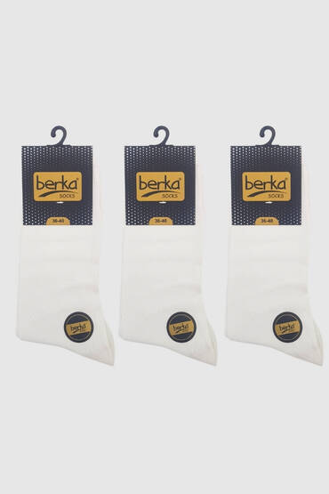 5556 Berka Erkek Penye Çorap 12'li Paket Beyaz - 3