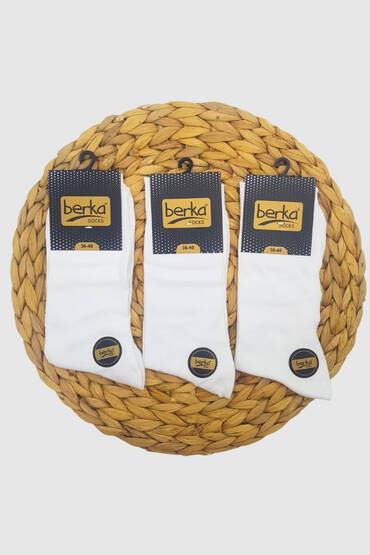 5556 Berka Erkek Penye Çorap 12'li Paket Beyaz - 4