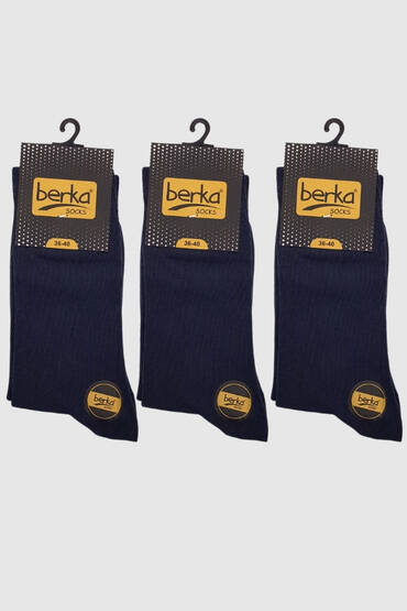 5556 Berka Erkek Penye Çorap 12'li Paket Lacivert - 3