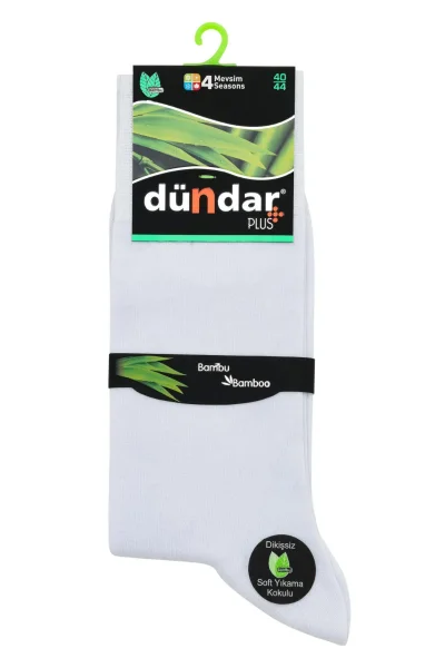 5602 Dündar Erkek Bambu Likra Çorap 12'li Beyaz 