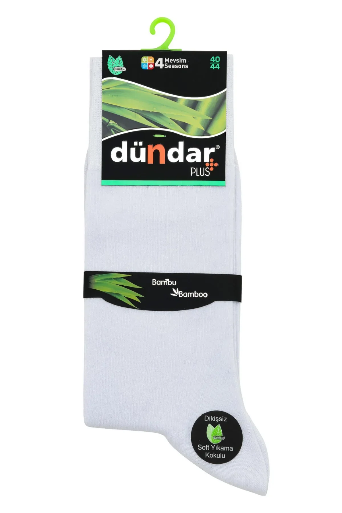 5602 Dündar Erkek Bambu Likra Çorap 12'li Beyaz - 1