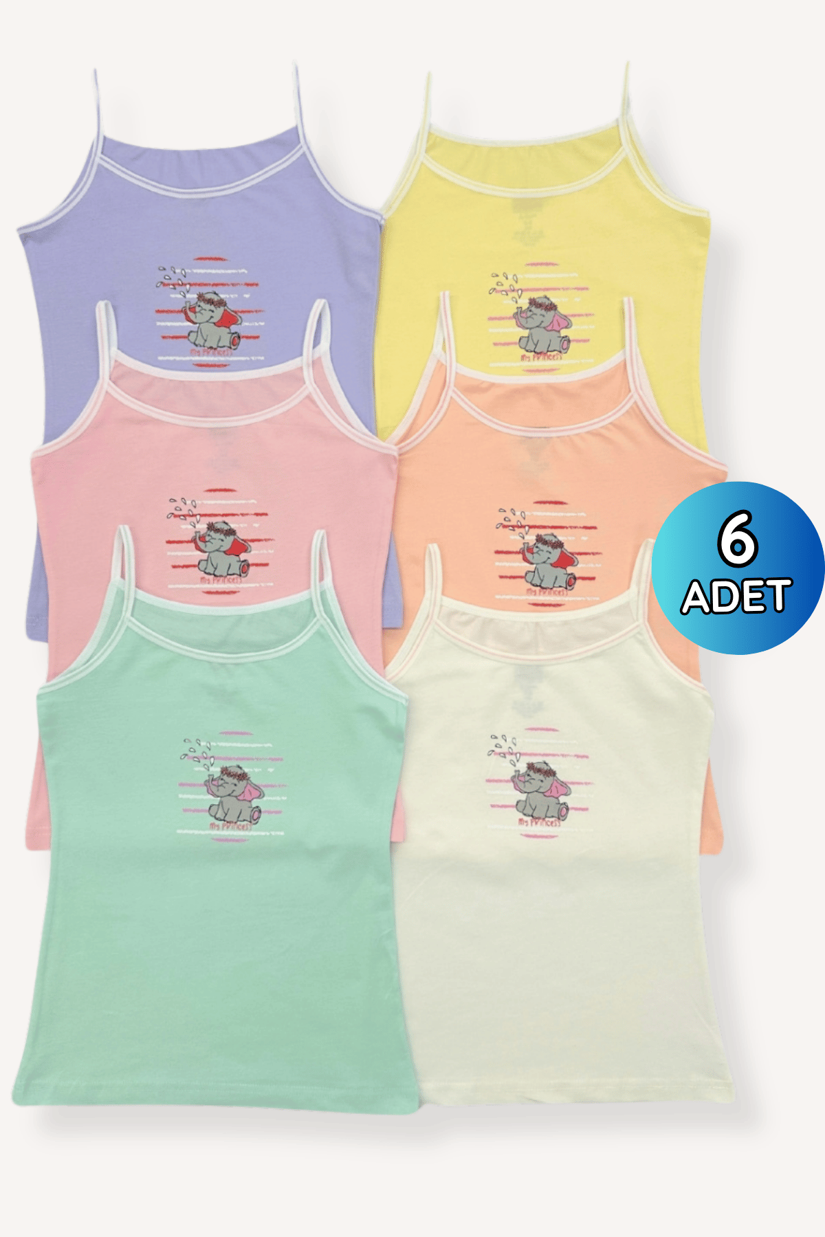 5611 Berrak Kız Çocuk İp Askılı Atlet 6'lı Paket - 1
