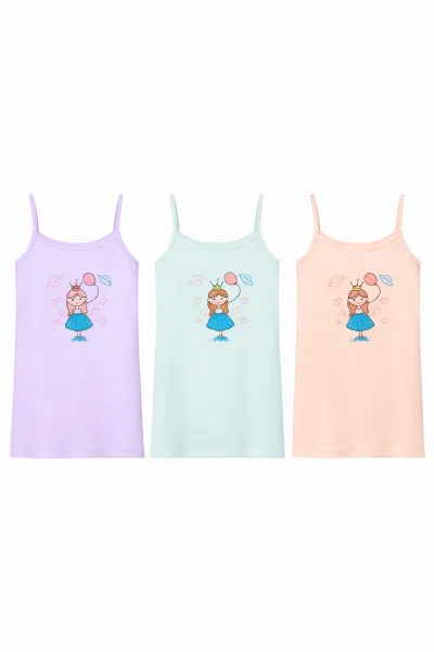 5629 Berrak Kız Çocuk İp Askılı Atlet 6'lı Karışık