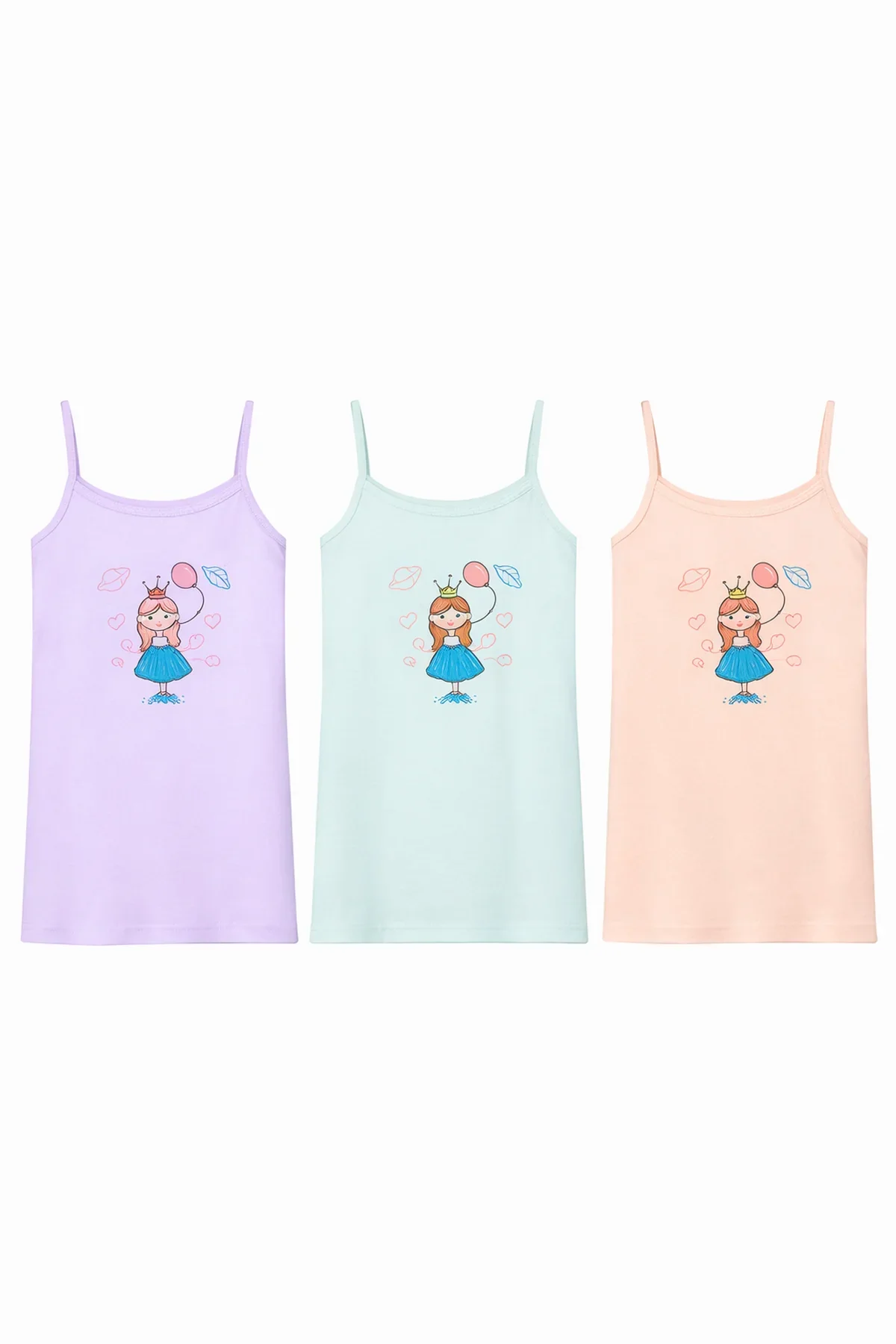 5629 Berrak Kız Çocuk İp Askılı Atlet 6'lı - 1