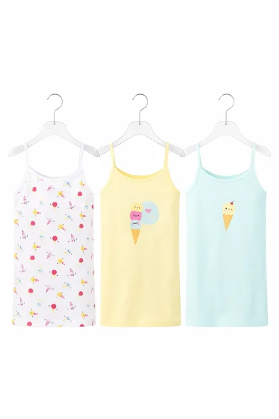 5633 Berrak Kız Çocuk İp Askılı Atlet 6'lı Karışık