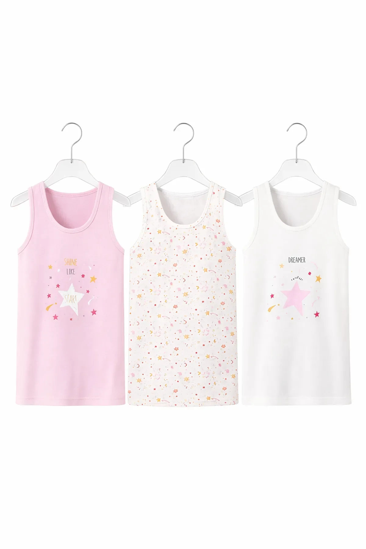 5635 Berrak Kız Çocuk Geniş Askılı Atlet 6'lı - 1