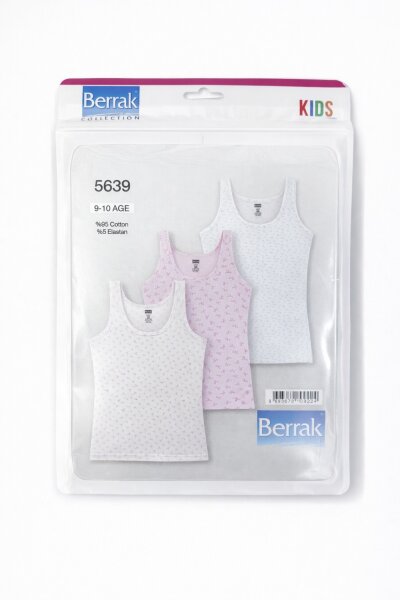 5639 Berrak Kız Çocuk Geniş Askılı Atlet 3lü - BERRAK