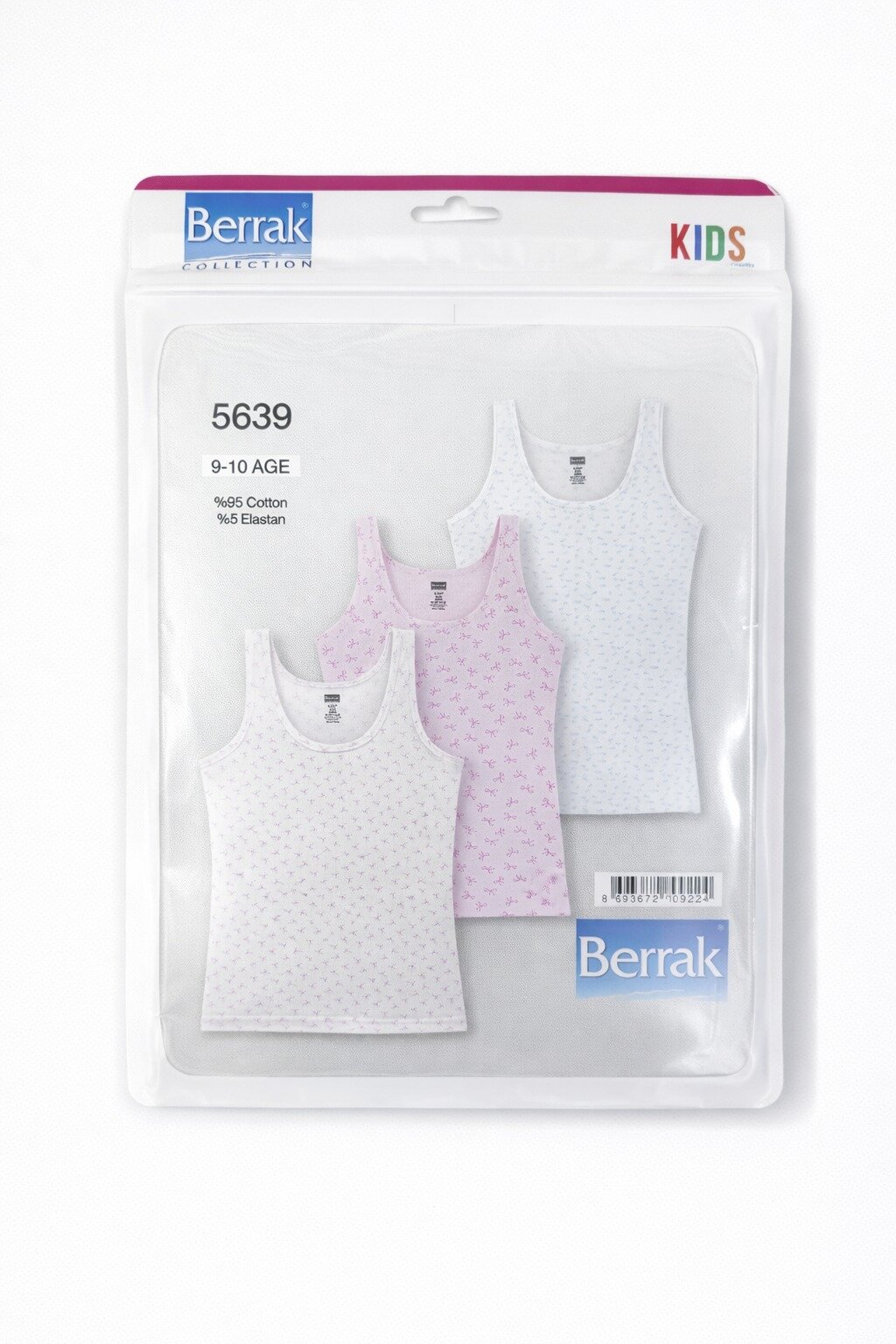 5639 Berrak Kız Çocuk Geniş Askılı Atlet 3lü - 1