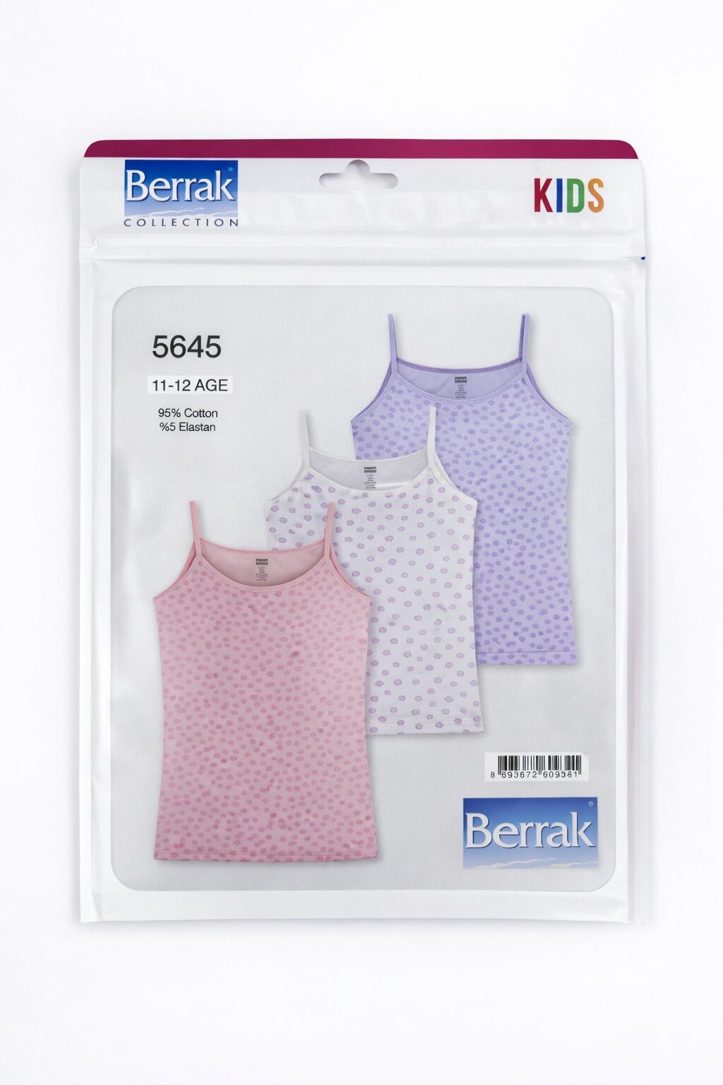 5645 Berrak Kız Çocuk İp Askılı Atlet 3'lü - 1