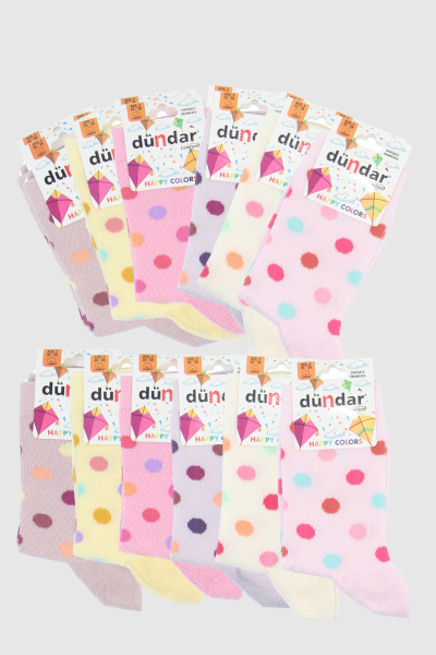 5817 Dündar Kız Çocuk Soket Çorap 12'li Paket Asorti - DÜNDAR ÇORAP