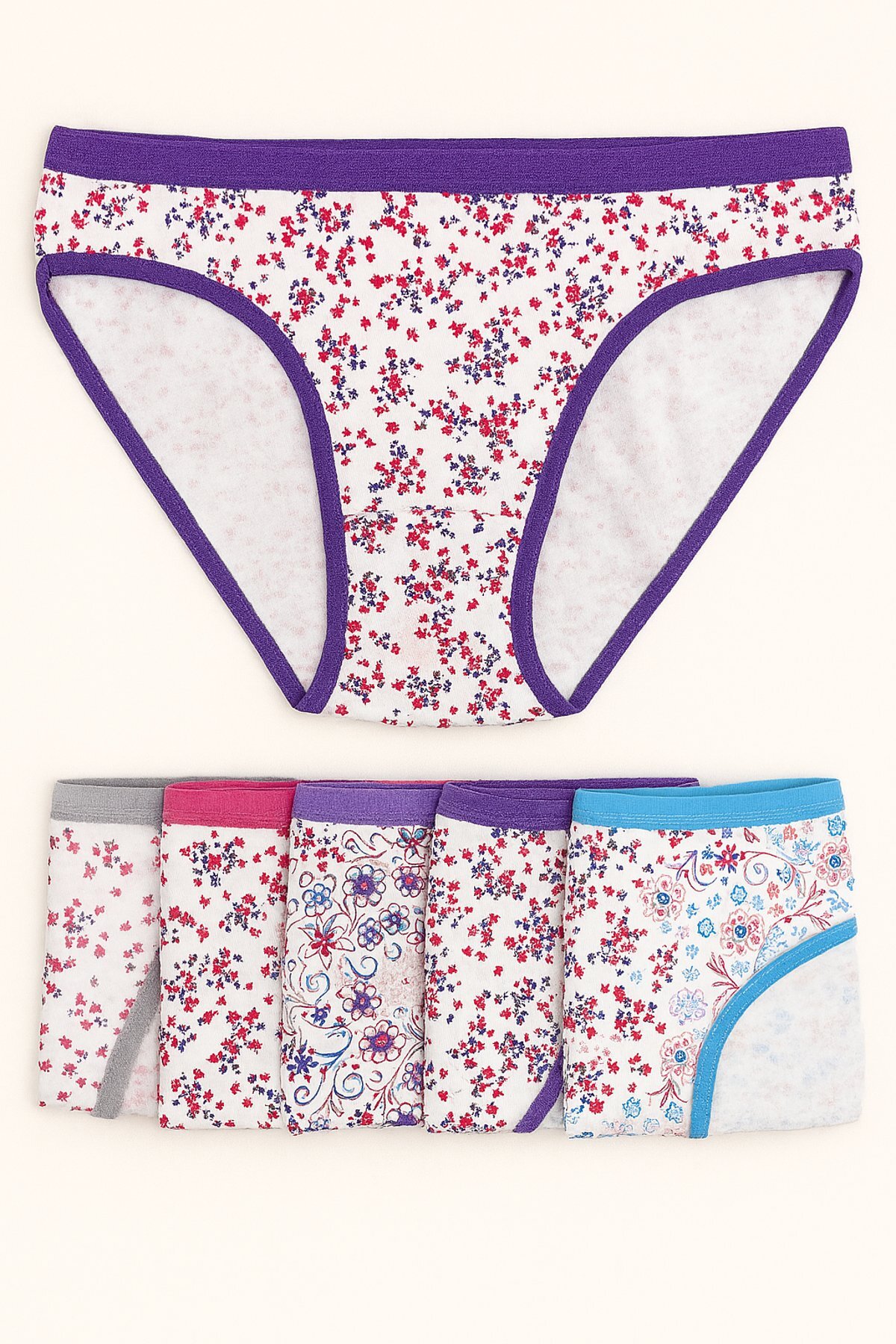 601 Tutku Kadın Desenli Ribana Bikini 12li - 1