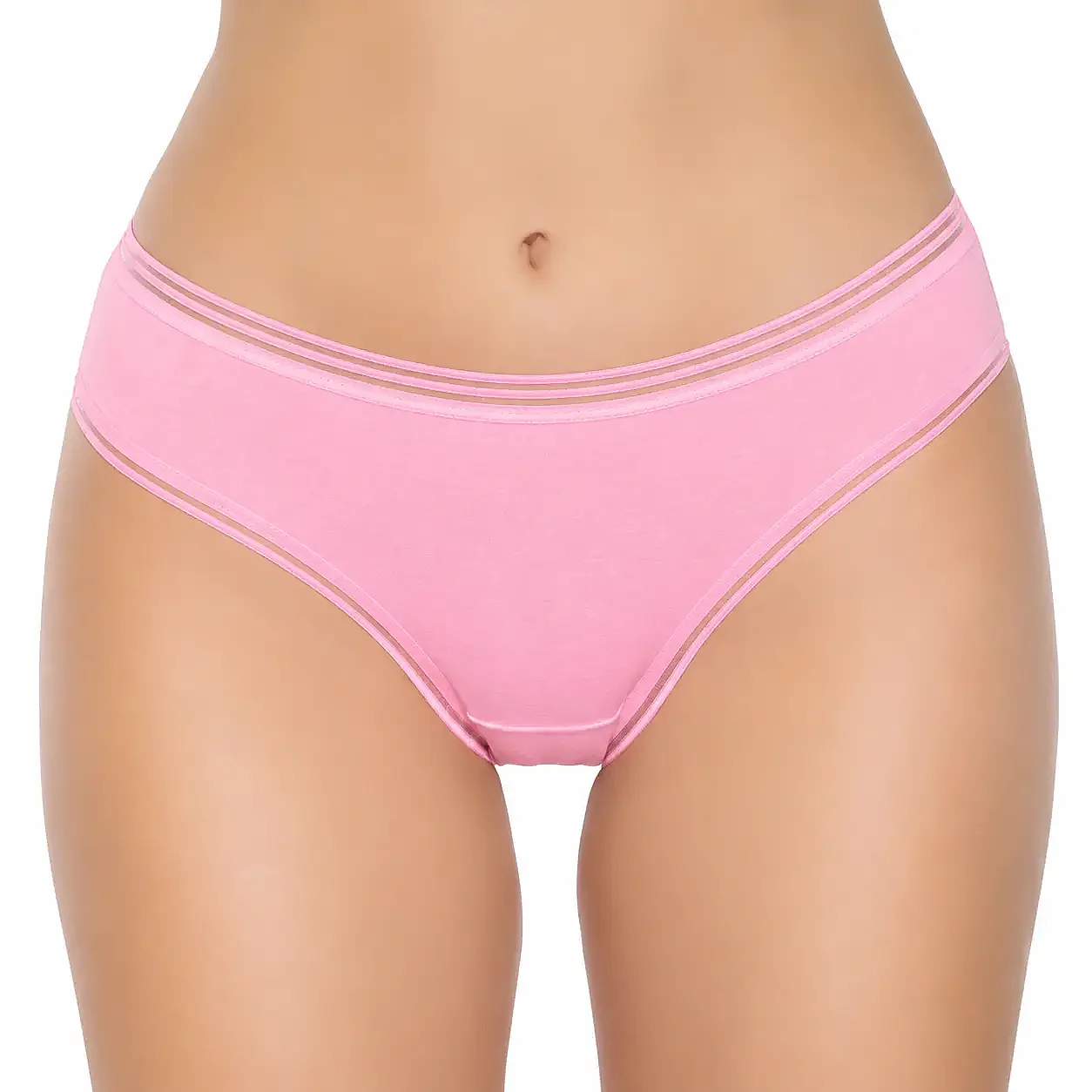 6029 Gümüş Kadın Transparan Bikini 12'li Pembe - 1