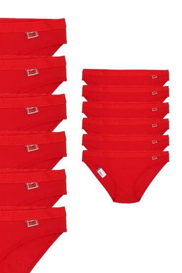 638 Tutku Kadın Yazıli Bikini 12'li Paket Kırmızı - 1