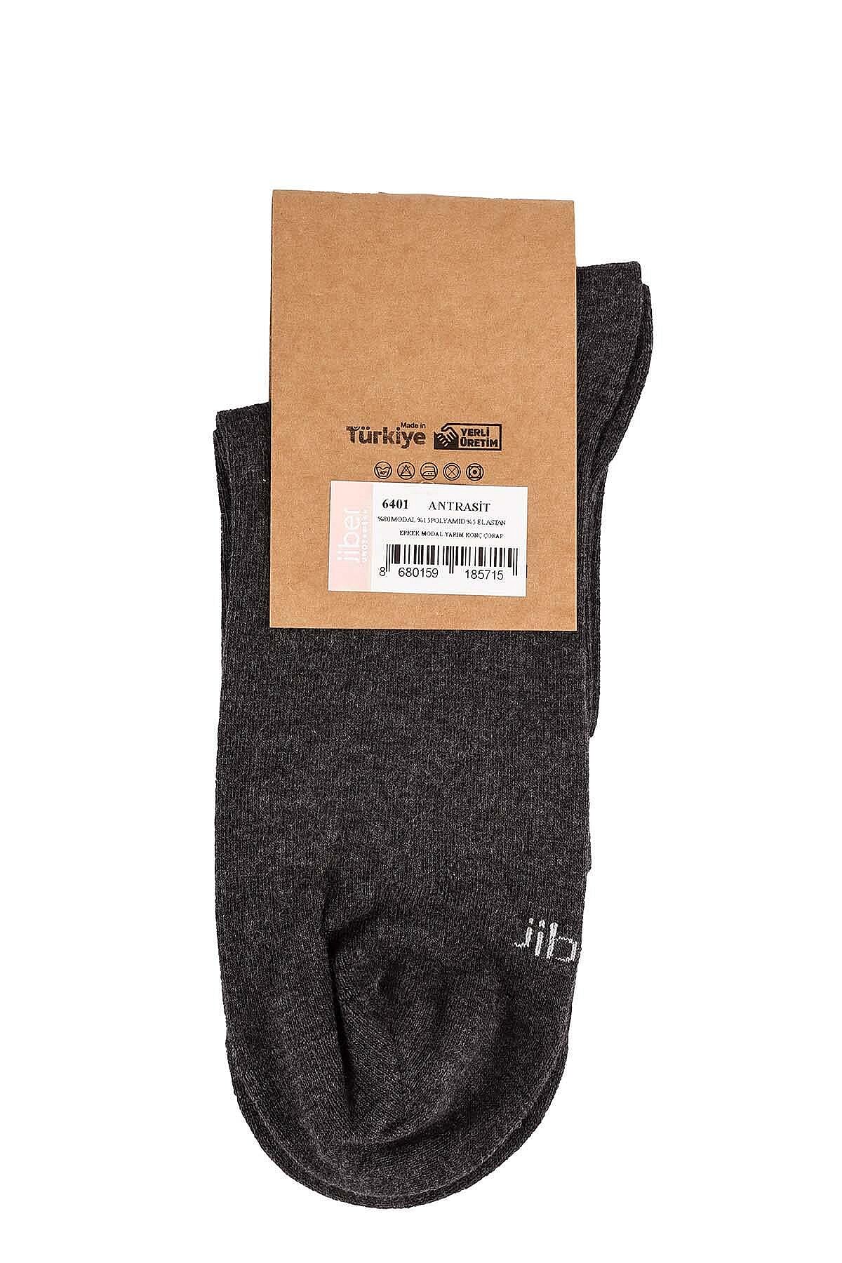 6401 Jiber Erkek Modal Konç Patik 12li Antrasit - 5