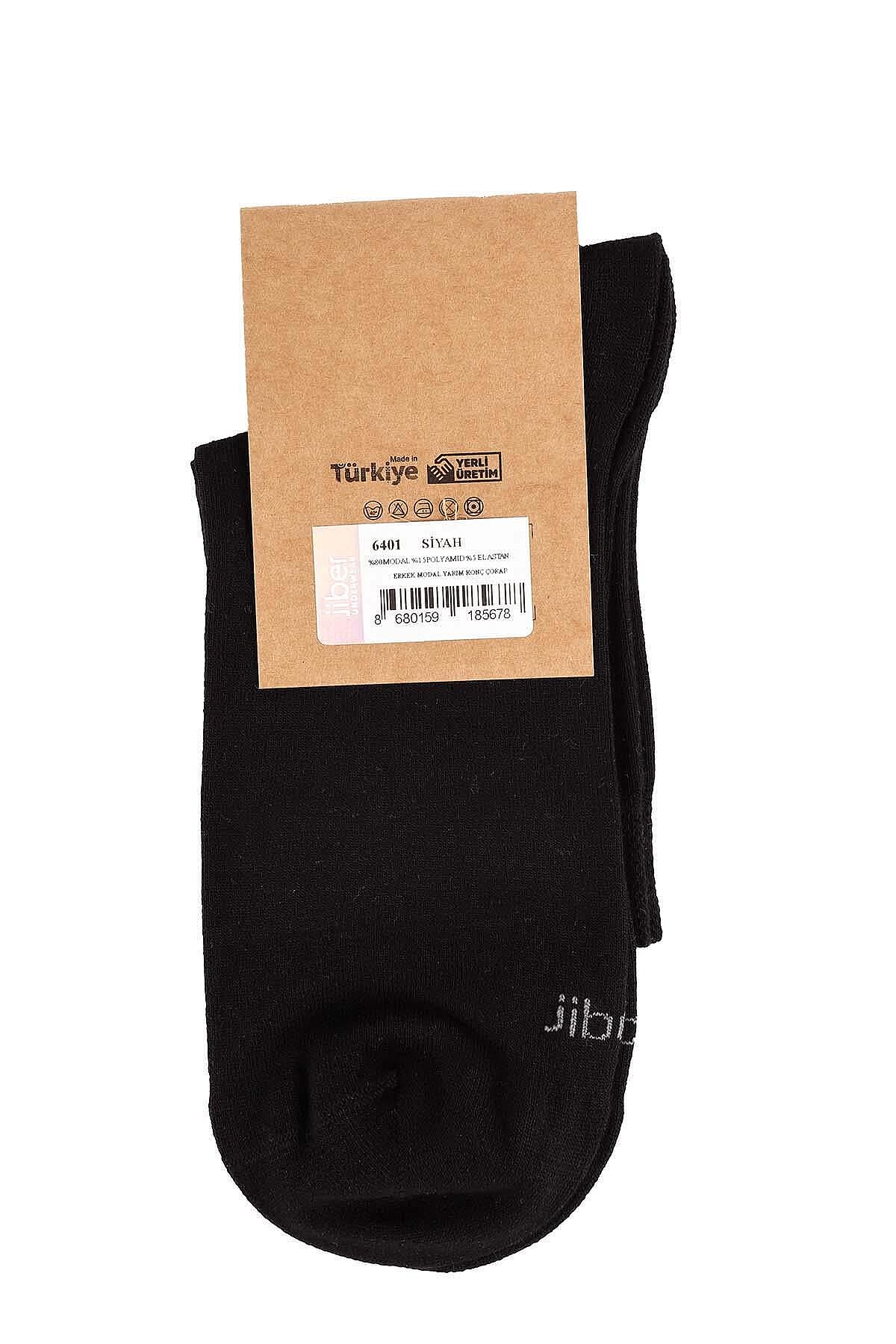 6401 Jiber Erkek Modal Konç Patik 12li Siyah - 2
